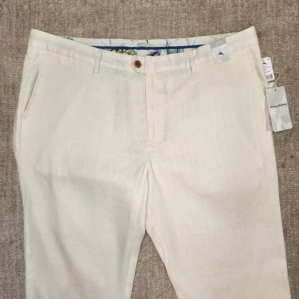 Tommy Bahama Off White Mahalo Bay Flat Front Pants Men's Size 42 x 32 NWT